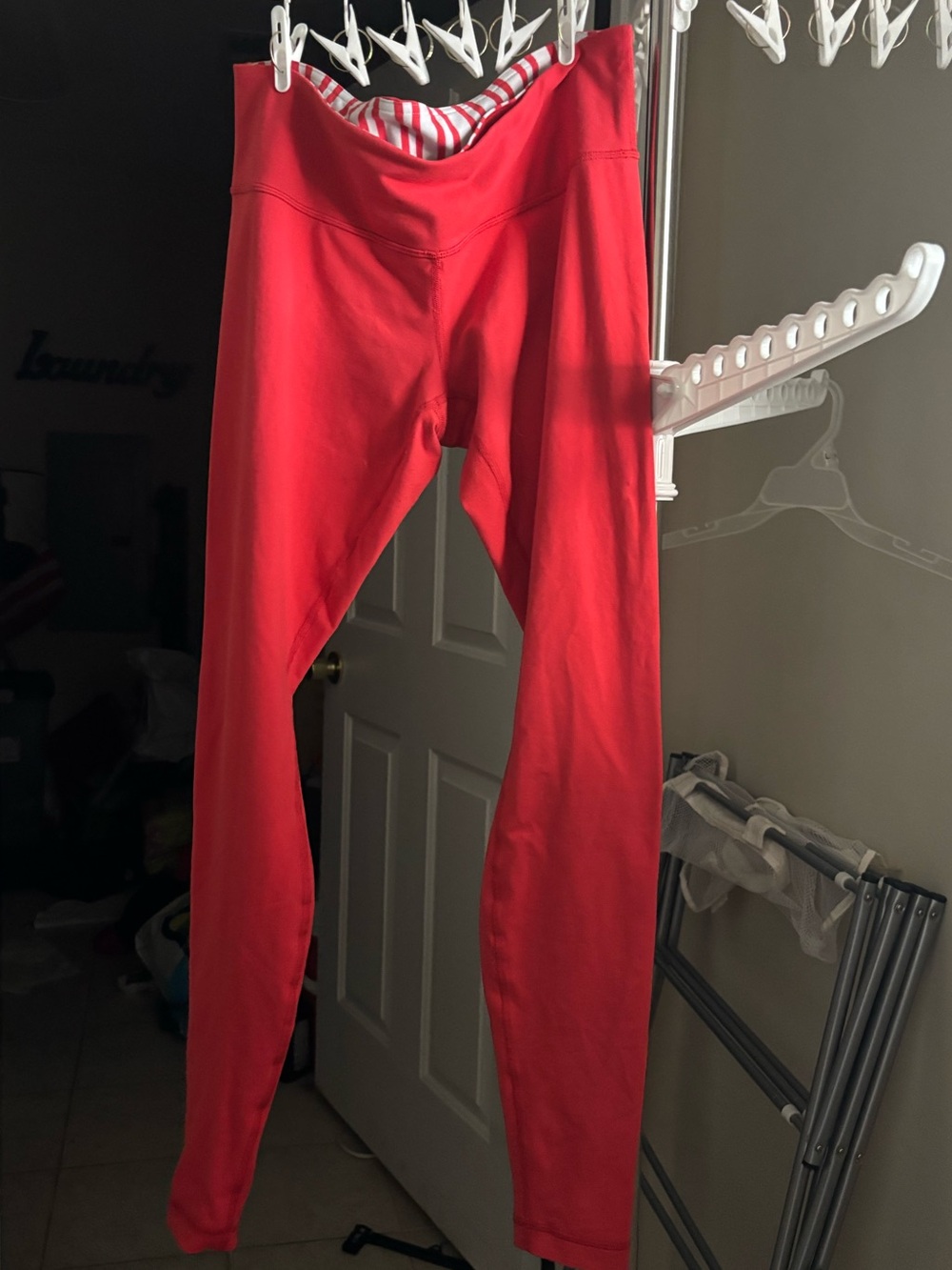 lululemon athletica Bright Red Leggings with red and white waistband